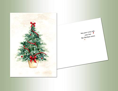 Lux Press Group Christmas Tree Greeting Card, 7-Inch Holiday Paper Card with Inside Design