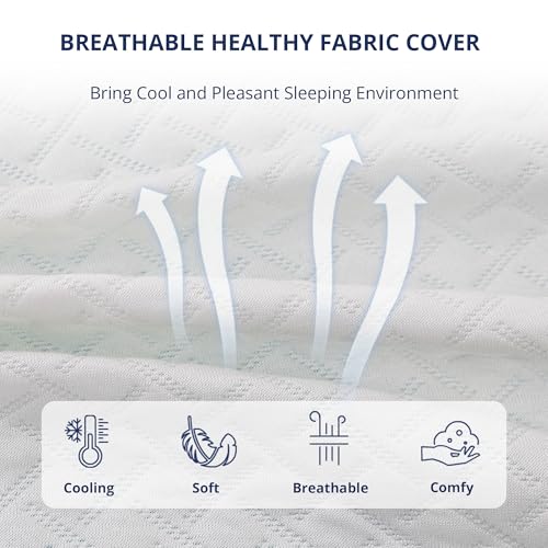 EGOHOME 3-Inch Twin Memory Foam Mattress Topper with Removable Cover – Cooling Gel Support