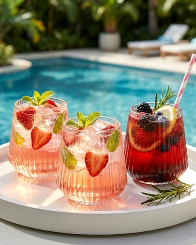 Ciaell 30 Pack Clear Plastic Stemless Wine Glasses for Weddings & Outdoor Events