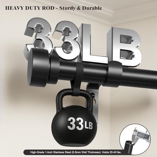 Oneach 2-Pack Heavy Duty Black Curtain Rods 16-120 Inch Adjustable with Finials