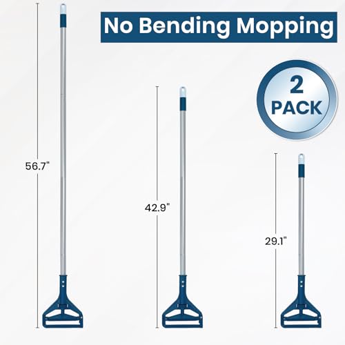 KalTell Blue 2-Pack Commercial Quick-Change Mop Handles - Heavy Duty, 55" Telescopic, Industrial Floor Cleaning