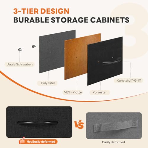 Black 7-Drawer Fabric Dresser with Bins - Space-Saving Bedroom Storage, 39.4 x 11.8 x 30 inches