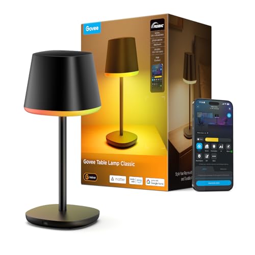 Govee RGBIC Cordless Table Lamp - Rechargeable Smart Desk Light with App Control