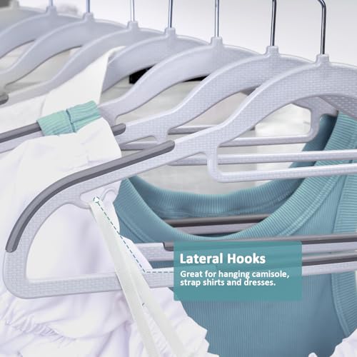 Space-Saving Plastic Coat Hangers Set - Gray, 50 Pack with Light & Dark Variations