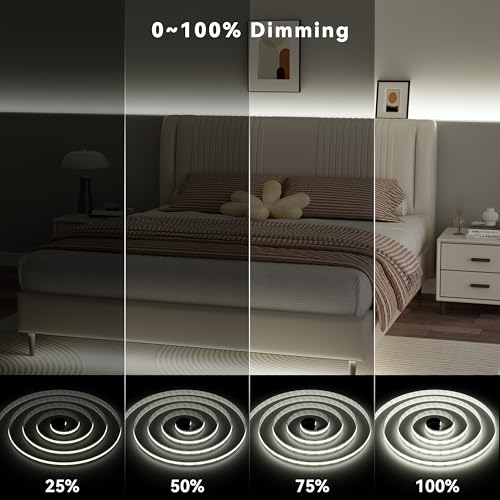 16.4 ft Tunable White COB LED Strip Lights with RF Remote, Dimmable, Super Bright, 2700K-6500K