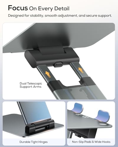 Nulaxy Gray Pull-Out Height Adjustable Laptop Stand - Supports 22lb