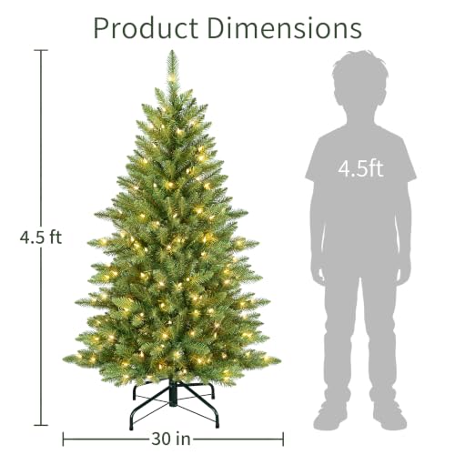 Puleo International 4.5ft Slim Fraser Fir Artificial Christmas Tree with 150 Clear Lights