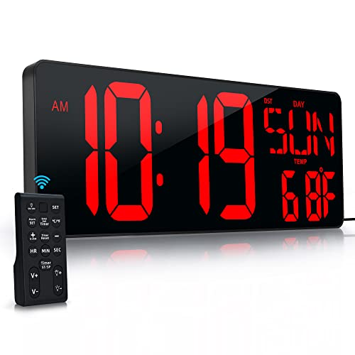 17.2"Large Digital Wall Clock Large Display with Remote Control