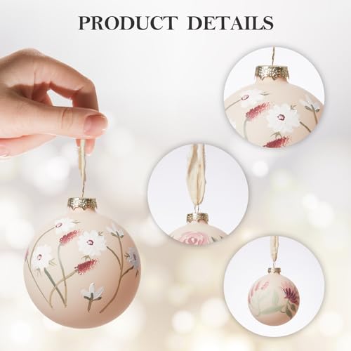 DN Deconation Pink & Green 4-Pack Christmas Glass Ball Ornaments 3.14"