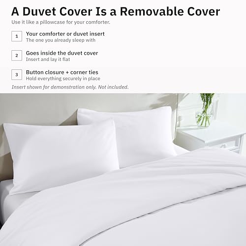 California Design Den Luxury White Queen Duvet Cover Set 92x90 - 3 Piece