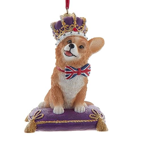 Queen's Corgi On Pillow Christmas Ornament - Kurt S. Adler Resin Pet Figurine