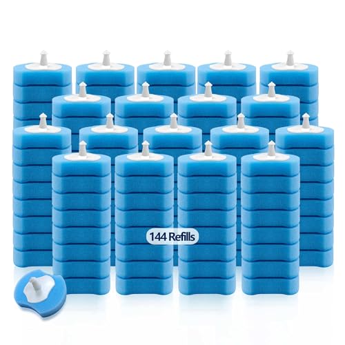 144 Count Disposable Toilet Brush Refill Heads - Compatible with Most Wands - Blue - Variation of THIS listing