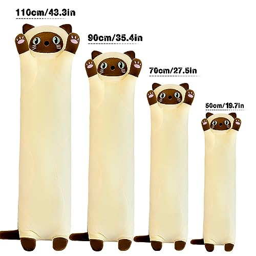 Long Cat Plush Pillow - Soft Cat Stuffed Animals Pillow Long Cats Pillow Plush for Kids Adult, for Birthday Christmas Valentine's Day ((Yellow,50cm/19.7in))