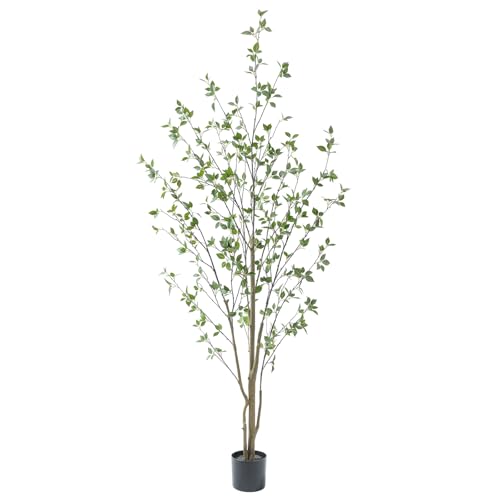 Bellacat 7ft Artificial Citrus Tree - Black Faux Tree with Realistic Leaves & Trunk