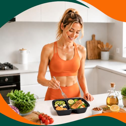 100 Pack 32oz 2-Compartment Meal Prep Containers with Lids - Leakproof & Reusable - Variations of THIS listing