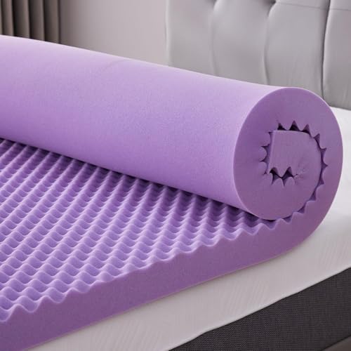 SINWEEK Twin 2 Inch Egg Crate Memory Foam Mattress Topper - Soft Cooling Bed Pad for Back Pain Relief