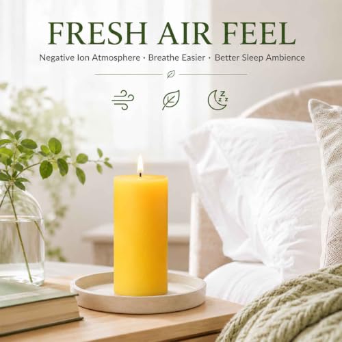 Yellow Beeswax Pillar Candles 2x4 Inch - Non-Toxic, 6 Pack, Long Burn