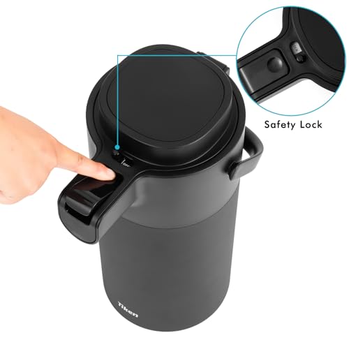 Tiken 135oz Black Insulated Coffee Dispenser with Pump – Hot & Cold Beverage Carafe