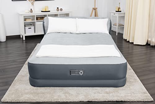 SleepLux Queen ToughGuard Air Mattress with Headboard and Built-in Pump
