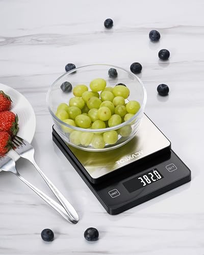 Tcsxady Food Scale, 11lb Digital Kitchen Scale with 6 Units LCD Display and Tare Function,Compact Design for Baking,Healthy Cooking,Meal Prep, 304 Stainless Steel