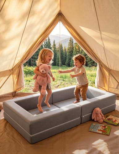 Dessports Grey 54-Inch Portable Foldable Toddler Travel Bed for Kids