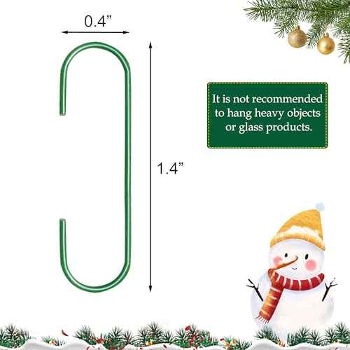 Quacc 100 PCS Green Bauble Hooks Metal Ornament Hooks for Christmas Tree Wreaths Home Kitchen Party Decoration (Green)