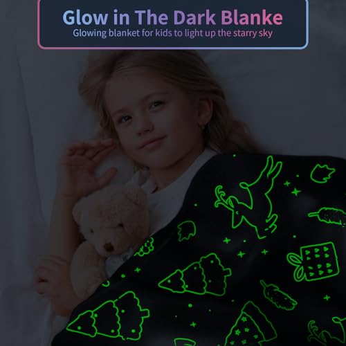Christmas Blanket for Boys, Christmas Glow in The Dark Blanket for Kids/Toddler/Baby, Soft Fleece Blankets and Throw, Birthday 40"x 60"