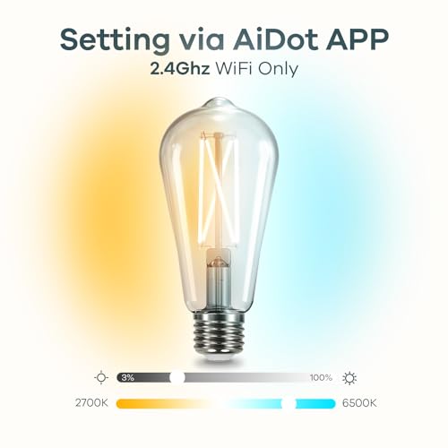 Linkind Vintage Edison Smart Light Bulb ST19 4 Pack with Remote - Dimmable & App Control