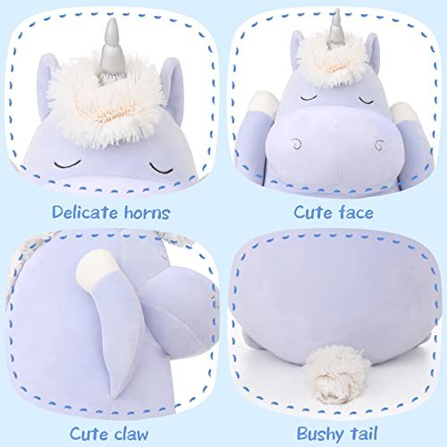 MorisMos 24" Unicorn Body Pillow, Soft Plush Toy for Kids & Adults, Blue