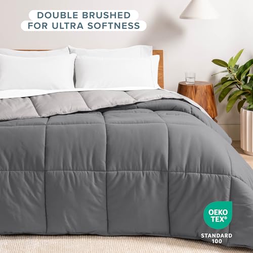 Bare Home Reversible Comforter Full Grey/Light Grey - Ultra-Soft Bedding