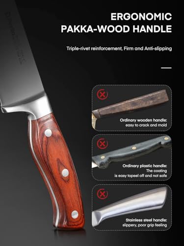 Brown 16-Piece Kitchen Knife Set with Wood Block - Sharp Stainless Steel Blades