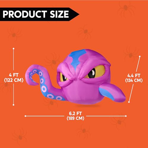 Joiedomi 4 FT Tall Halloween Inflatable Purple Octopus Head with