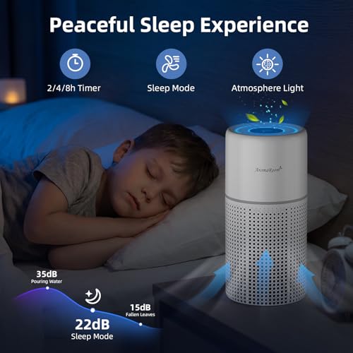 AromaRoom True HEPA Air Purifier for Large Rooms - Grey White