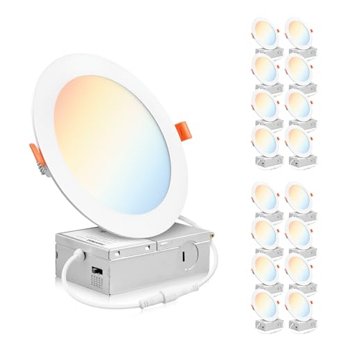 16 Pack 6 Inch LED Recessed Ceiling Lights 5CCT Ultra-Thin Surface Mount - Parmida