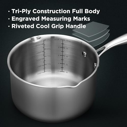 3.5 Qt Stainless Steel Saucepan with Steamer Basket & Glass Lid - Multi-Function Cooking Pot