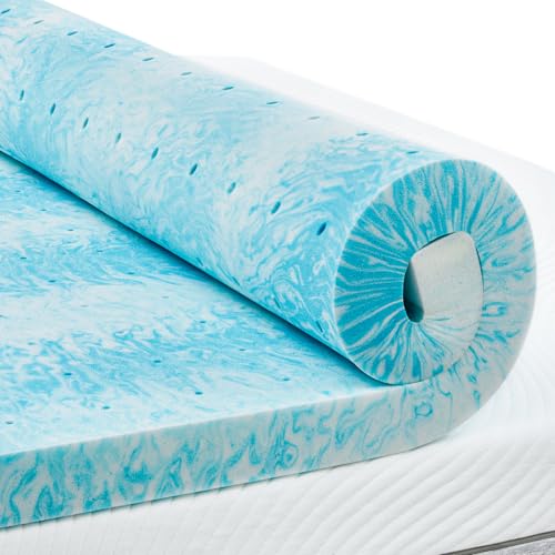 Full Size 4 Inch Ventilated Gel Memory Foam Mattress Topper - Blue, CertiPUR-US Certified