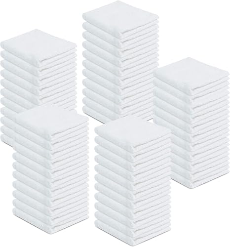 White Cotton Terry Cleaning Cloths Pack of 250 - 12x12 Inches, Multipurpose Towels
