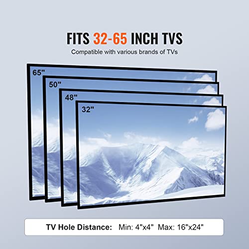 VEVOR Adjustable Swivel Floor TV Stand for 32-65 Inch TVs, Tempered Glass Base