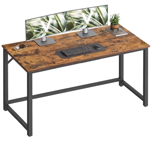VASAGLE Rustic Brown & Ink Black 47.2-Inch Steel Frame Gaming & Computer Desk