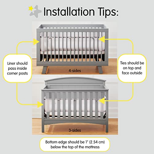BreathableMesh Crib Liner for Full-Size Cribs - Sand Beach, Deluxe 4mm Mesh, 3 & 4 Sides