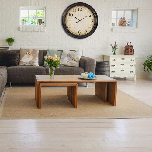 Crosstime 24 Inch Wall Clock Battery Operated Silent Round Vintage