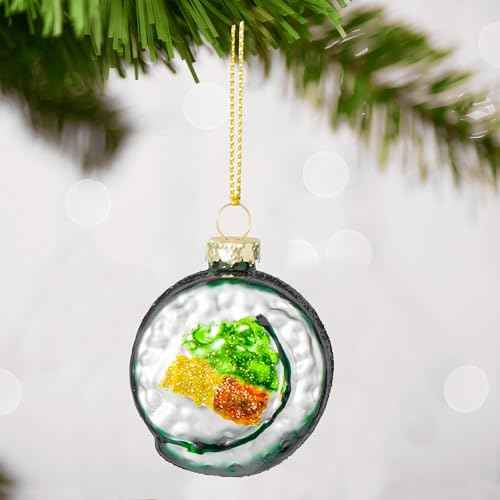 Joiedomi Christmas Sushi Glass Ornament, Xmas Glass Blown Food Ornament Presents for Christmas Tree Decoration, Food for Xmas Gift Holiday Party Favor Party