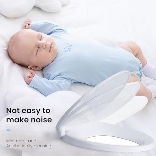 Soft Close Elongated Toilet Seat 19.09 Inch Cotton White with Mounting Hardware