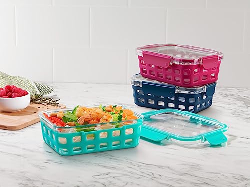 Ello Duraglass 3.4 Cup Glass Meal Prep Containers 3-Pack, Mixed Berry