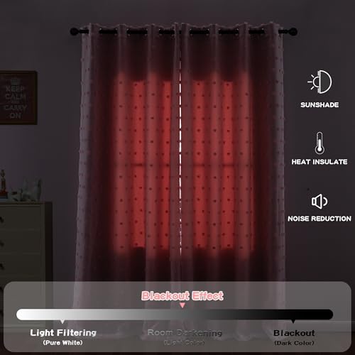 Pink Girls Blackout Curtains 52"W x 84"L Set of 2 - Kids Bedroom Window Drapes