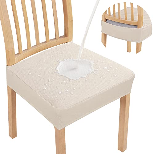 Smiry Waterproof Dining Chair Seat Covers Set of 6 - Beige