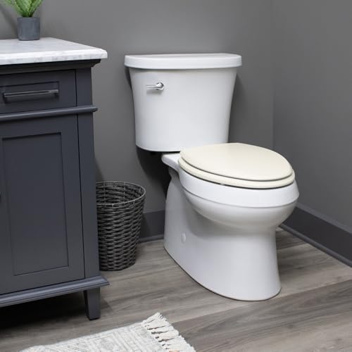 Mayfair Cassel Slow Close Round Toilet Seat - Easy Clean, Non-Slip, Made in USA, Biscuit