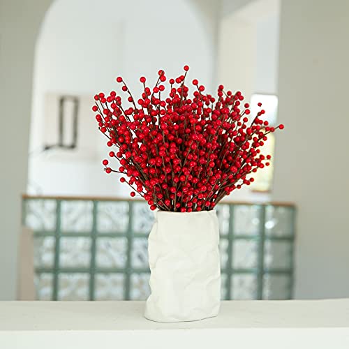 Joyhalo 24 Pack 12.6in Red Berry Stems for Christmas Tree & Holiday Decor