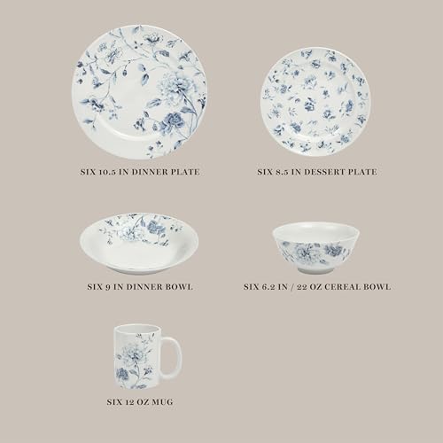 Martha Stewart Empress Bouquet 30 Piece Decorated Porcelain Chip and