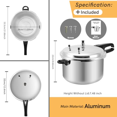 12 Quart Aluminum Pressure Cooker & Canner - Large Capacity Food Preserving